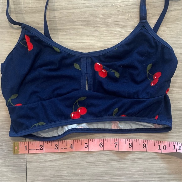 Cameo blue with red cherries novelty bralette small - Picture 3 of 8
